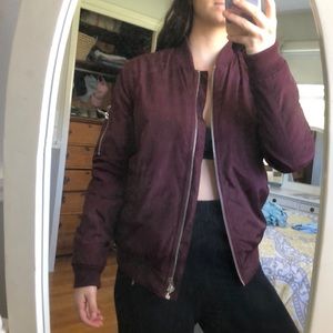 Men’s maroon bomber jacket forever 21